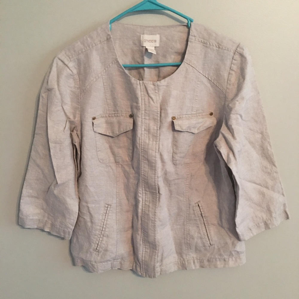 Chico’s Oatmeal Colored 3/4 Sleeve Blouse